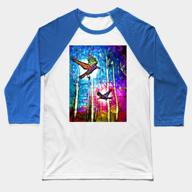 Crows in the Woods Baseball T-Shirt by danieljanda